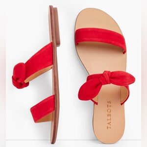 Talbots Hanna Knotted Slide Sandal Suede Red Womens size 7 Summer Travel Sandal